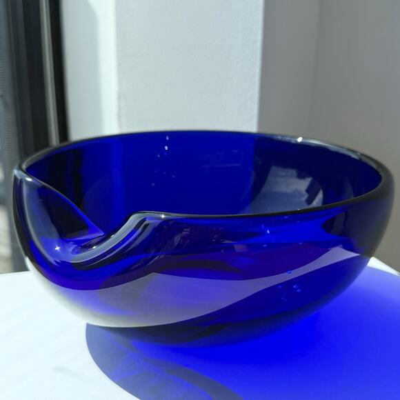Elsa Peretti For Tiffany & Co. Cobalt Blue Murano Glass Thumbprint Bowl Italy - Picture 8 of 16